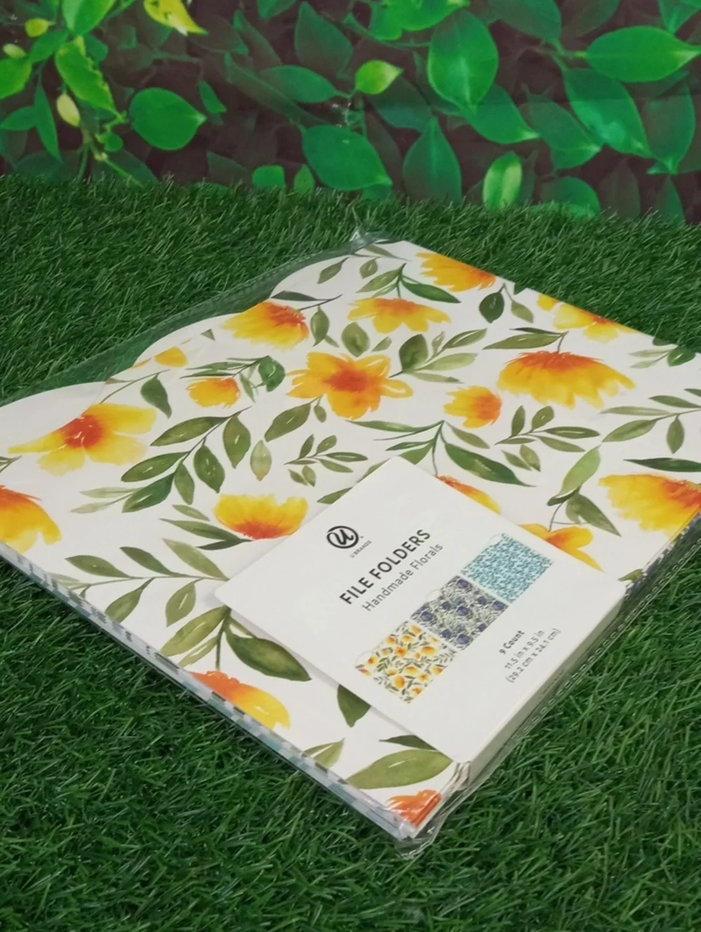 🏠🍒 U Brands Floral Yellow & Green File Folders - Handmade Florals